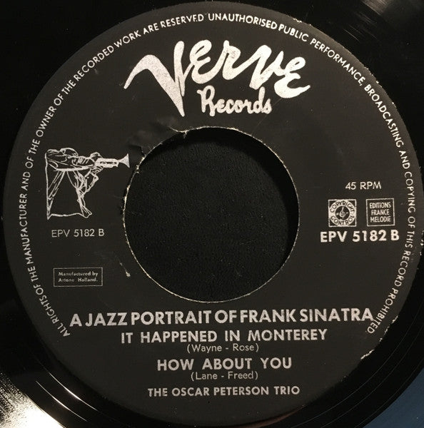 The Oscar Peterson Trio : A Jazz Portrait Of Frank Sinatra (7", EP, Mono)