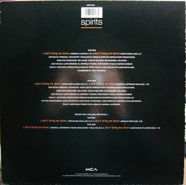Spirits : Don't Bring Me Down (12")