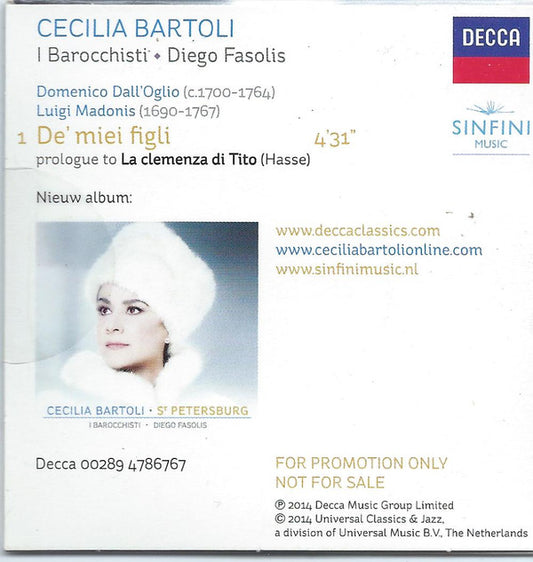 Cecilia Bartoli - Domenico Dall'Oglio, Luigi Madonis : St. Petersburg (De' Miei Figli) (CD, Mini, Promo)