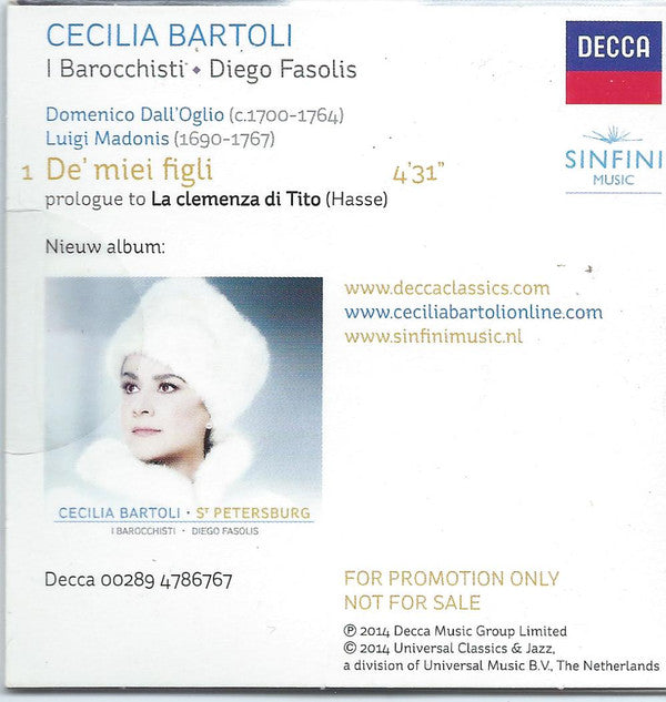 Cecilia Bartoli - Domenico Dall'Oglio, Luigi Madonis : St. Petersburg (De' Miei Figli) (CD, Mini, Promo)
