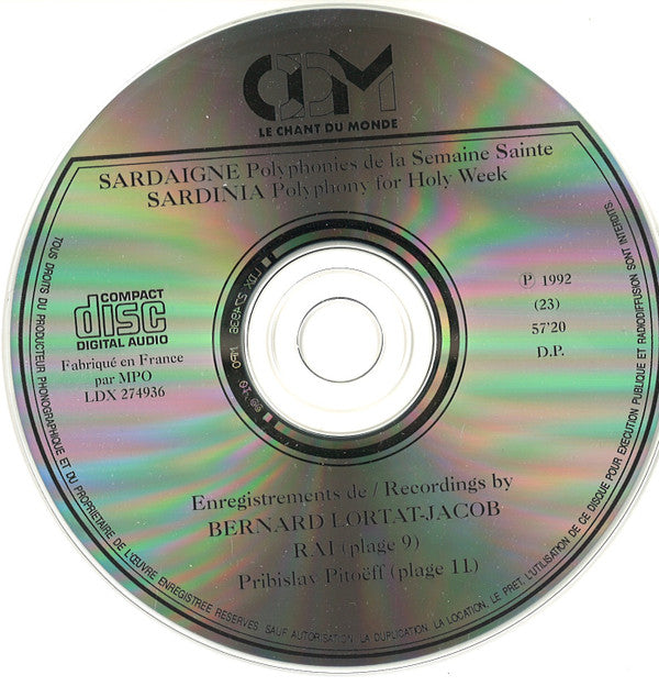 Various : Sardaigne - Polyphonies De La Semaine Sainte = Sardinia - Polyphony For Holy Week (CD, Album)