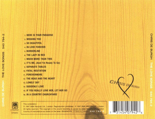 Chris de Burgh : The Love Songs (CD, Comp)