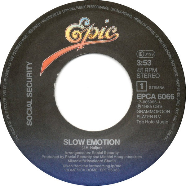 Social Security (3) : Slow Emotion (7", Single)