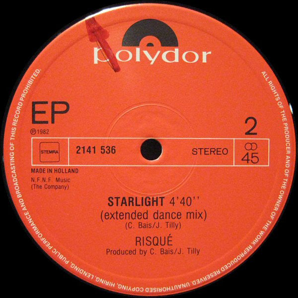 Risqué (2) : Starlight (Special Long Disco Version) (12", EP)