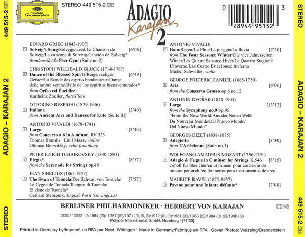 Berliner Philharmoniker • Herbert von Karajan : Adagio - Karajan 2 (CD, Comp)