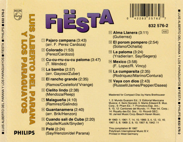 Luis Alberto del Parana y Los Paraguayos : Fiësta (CD, Comp)