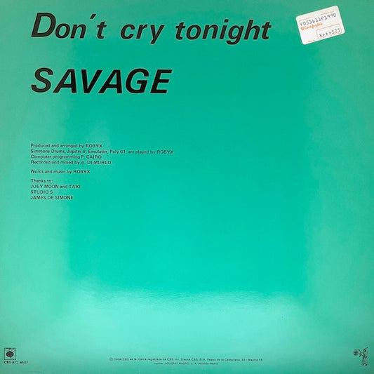 Savage : Don't Cry Tonight (12", Maxi)