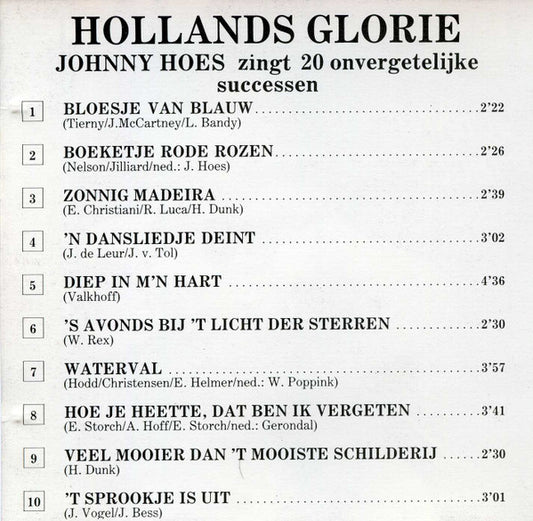 Johnny Hoes : Hollands Glorie Johnny Hoes Zingt 20 Onvergetelijke Successen (CD)