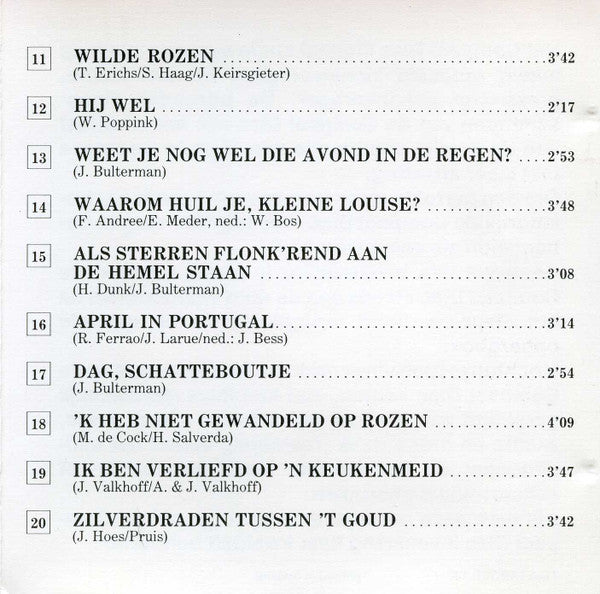 Johnny Hoes : Hollands Glorie Johnny Hoes Zingt 20 Onvergetelijke Successen (CD)