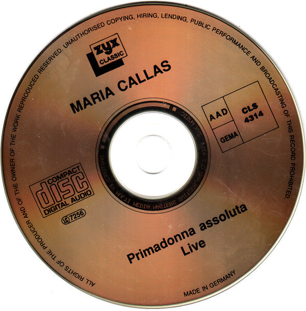 Maria Callas : Primadonna Assoluta Live (CD, Comp)