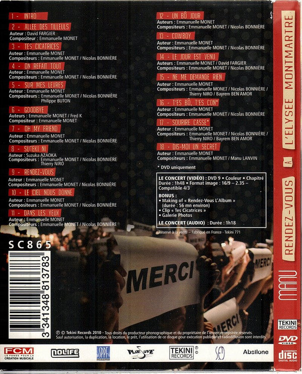 Manu (31) : Rendez-Vous à l'Élysée Montmartre (DVD-V + CD)