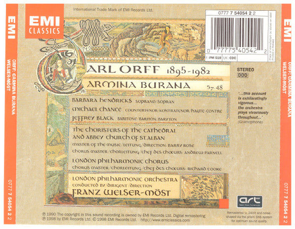 Carl Orff : Carmina Burana (CD, Album)