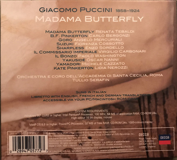 Giacomo Puccini – Renata Tebaldi • Carlo Bergonzi • Fiorenza Cossotto • Tullio Serafin : Madama Butterfly (2xCD, Album, Enh, RE, RM)
