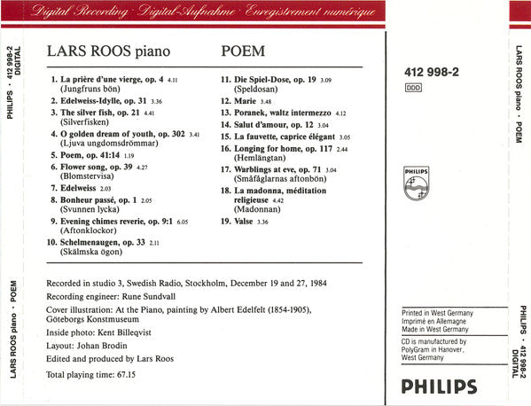 Lars Roos : Poem (CD, Album, RE)