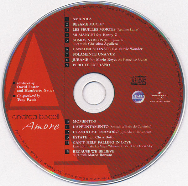 Andrea Bocelli : Amore (CD, Album + DVD-V)