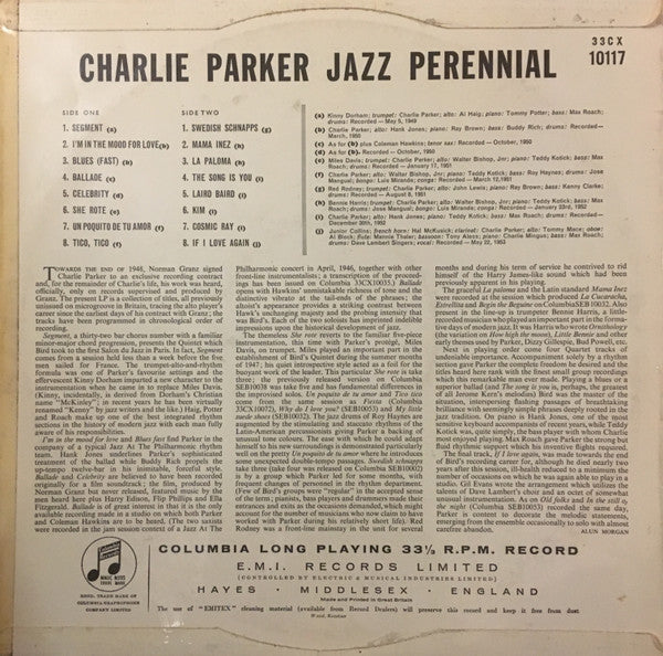 Charlie Parker : Jazz Perennial (LP, Album, Mono)