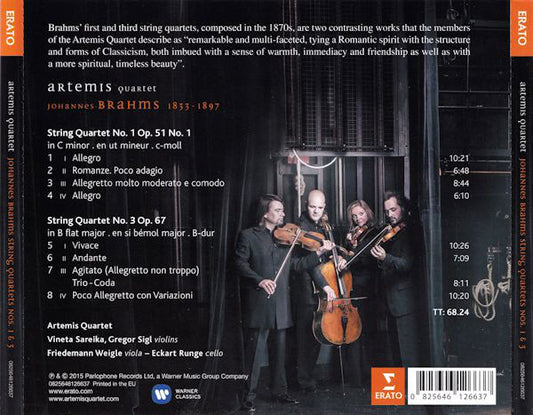 Johannes Brahms - Artemis Quartett : String Quartets Nos. 1 & 3 (CD, Album)