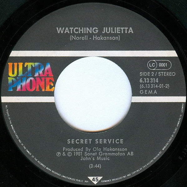 Secret Service : Flash In The Night (7", Single)