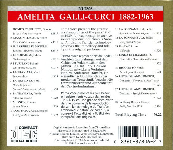 Amelita Galli-Curci : Galli-Curci (CD, Comp, Amb)