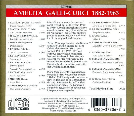 Amelita Galli-Curci : Galli-Curci (CD, Comp, Amb)