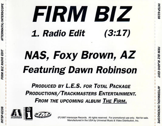 Nas, Foxy Brown, AZ Featuring Dawn Robinson : Firm Biz (CD, Single, Promo)
