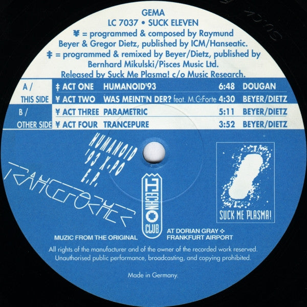 Tranceformer : Humanoid '93 X-Po EP (12", EP)