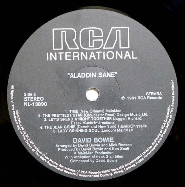 David Bowie : Aladdin Sane (LP, Album, RE)