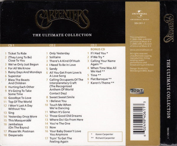 Carpenters : The Ultimate Collection (3xCD, Comp)