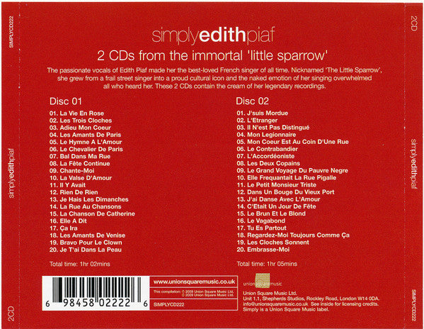 Edith Piaf : Simply Edith Piaf (2xCD, Comp)
