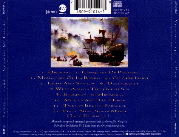 Vangelis : 1492 – Conquest Of Paradise (Music From The Original Soundtrack) (CD, Album, RE)