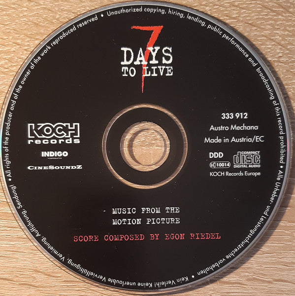 Egon Riedel : 7 Days To Live (Music From The Original Motion Picture Soundtrack) (CD)
