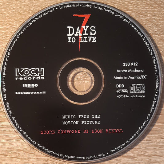 Egon Riedel : 7 Days To Live (Music From The Original Motion Picture Soundtrack) (CD)
