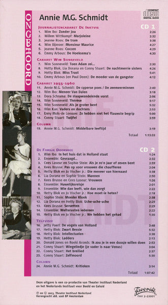 Annie M.G. Schmidt : Oorspronkelijke Opnamen Uit de Jaren 50 (2xCD, Album)