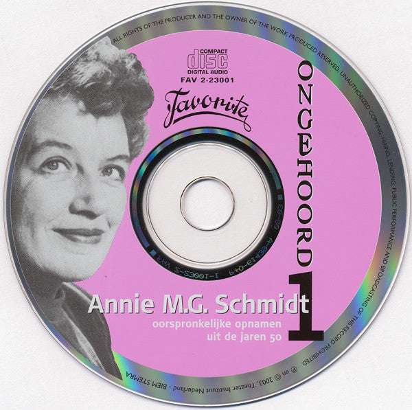 Annie M.G. Schmidt : Oorspronkelijke Opnamen Uit de Jaren 50 (2xCD, Album)