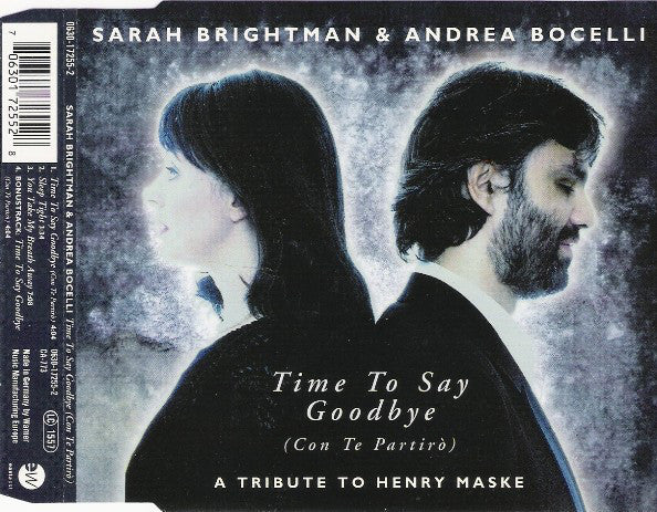 Sarah Brightman & Andrea Bocelli : Time To Say Goodbye (Con Te Partirò) (CD, Maxi)