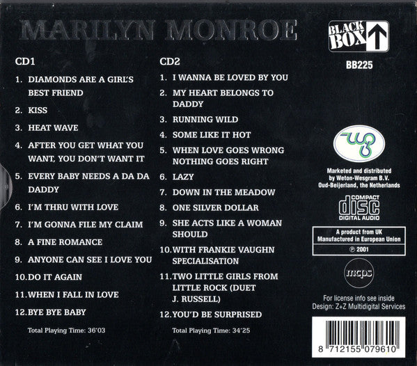 Marilyn Monroe : I Wanna Be Loved By You (2xCD, Comp)
