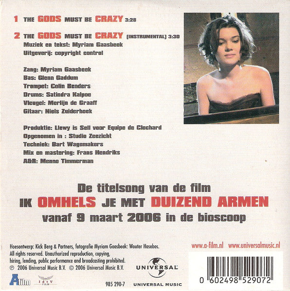 Myriam Gaasbeek : The Gods Must Be Crazy (CD, Single)