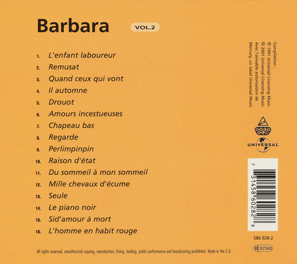 Barbara (5) : Vol. 2 (CD, Comp, RE, Dig)