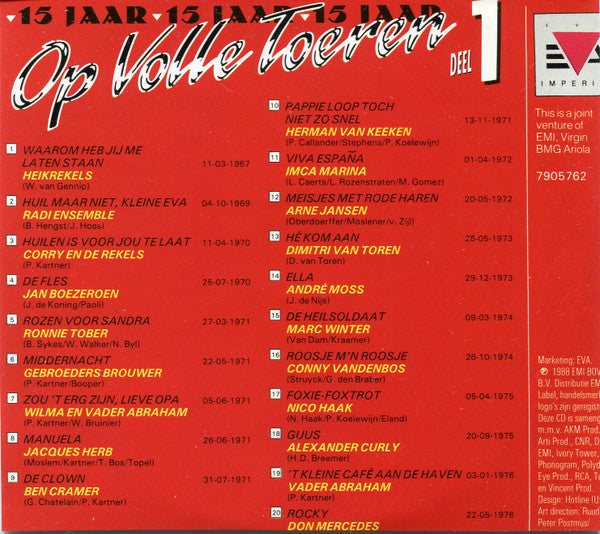 Various : 15 Jaar Op Volle Toeren - Deel 1 (CD, Comp)