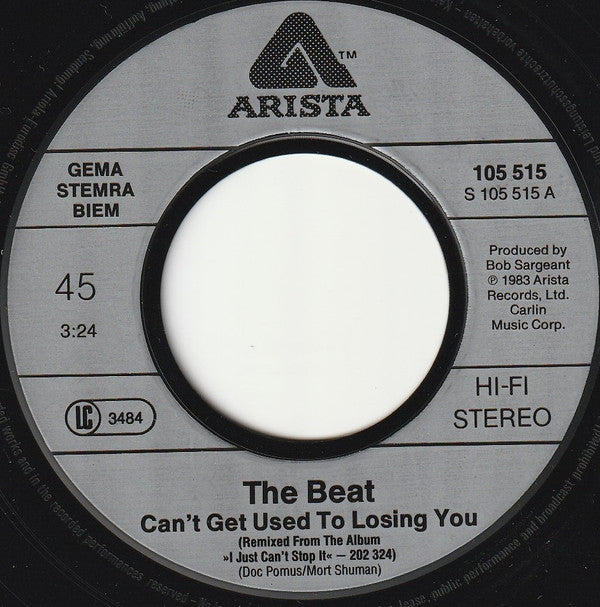 The Beat (2) : Can't Get Used To Losing You (1983 Remix Version) (7", Single)