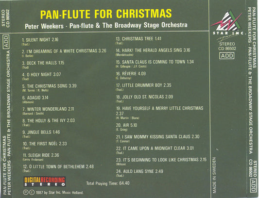 Peter Weekers & The Broadway Stage Orchestra : Pan Flute For Christmas (CD, Album)