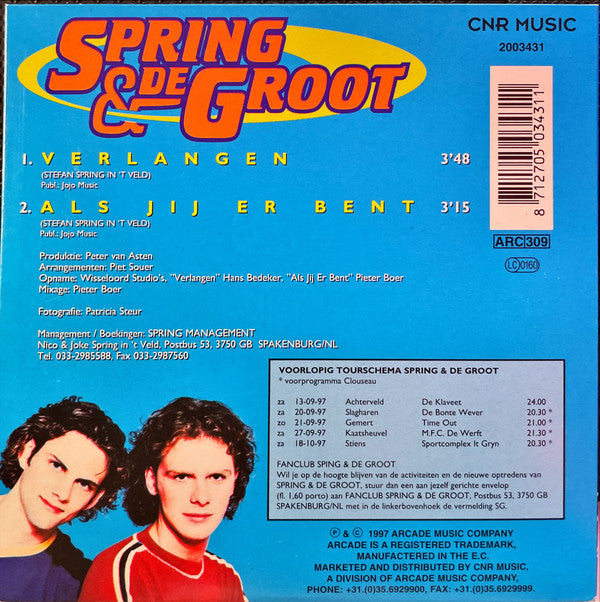 Spring & De Groot : Verlangen (CD, Single, Car)