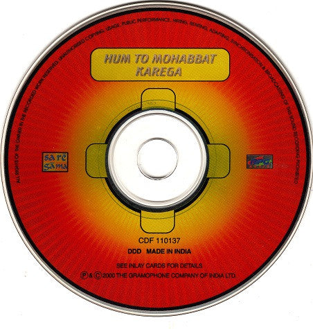 Anu Malik, Majrooh Sultanpuri : Hum To Mohabbat Karega (CD, Album)