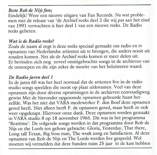 Rob de Nijs : De Radio Reeks Deel 1 (CD)