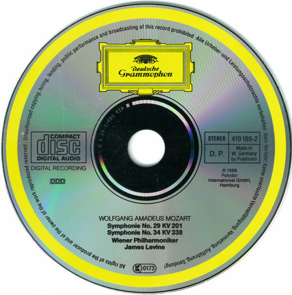 Wolfgang Amadeus Mozart, Wiener Philharmoniker, James Levine (2) : Symphonien Nos. 29 • 34 (CD)