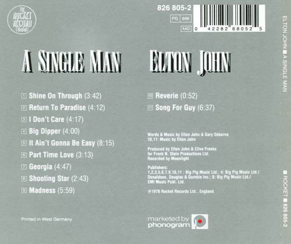 Elton John : A Single Man (CD, Album, RE, PMD)