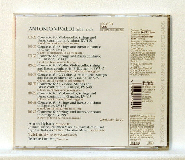 Antonio Vivaldi, Anner Bylsma, Tafelmusik Baroque Orchestra, Jeanne Lamon : Concertos For Strings (CD, Album)