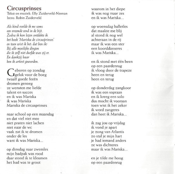 Elly Nieman : Circusprinses (CD)
