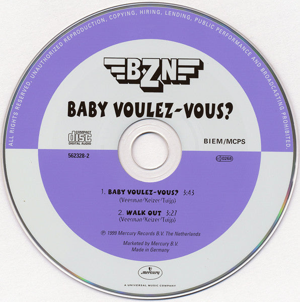 BZN : Baby Voulez-Vous? (CD, Single)