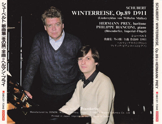 Franz Schubert : Hermann Prey Baritone Philippe Bianconi : Winterreise Op.89 D911 (CD)